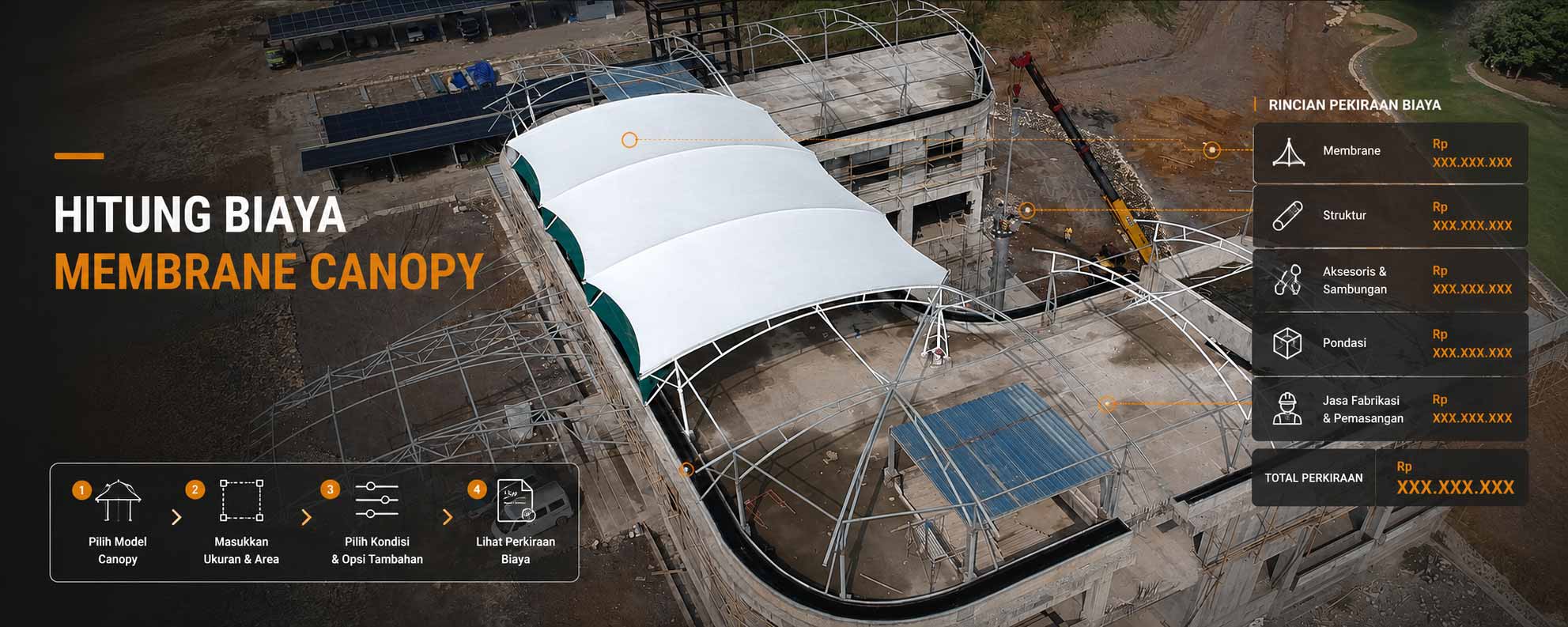 hitung perkiraan harga membrane canopy rooftop