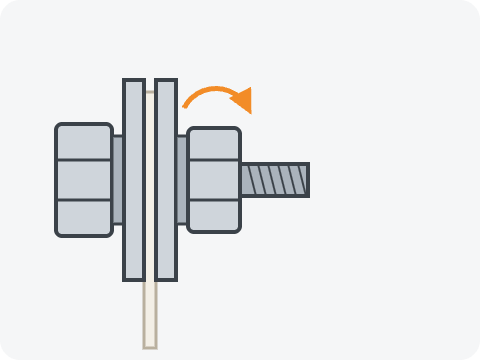 Ilustrasi baut dan mur penjepit clamp plate membran